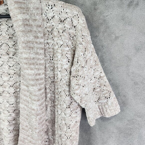 Womens Beige Belldini Open Front Knit Cardigan Sweater Short Sleeve Size L - Picture 3 of 9